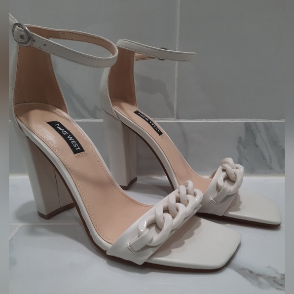 NEW NINE WEST MINDFUL CREAM /BONE 3" BLOCK HEEL Size 6.5 - Picture 8 of 14